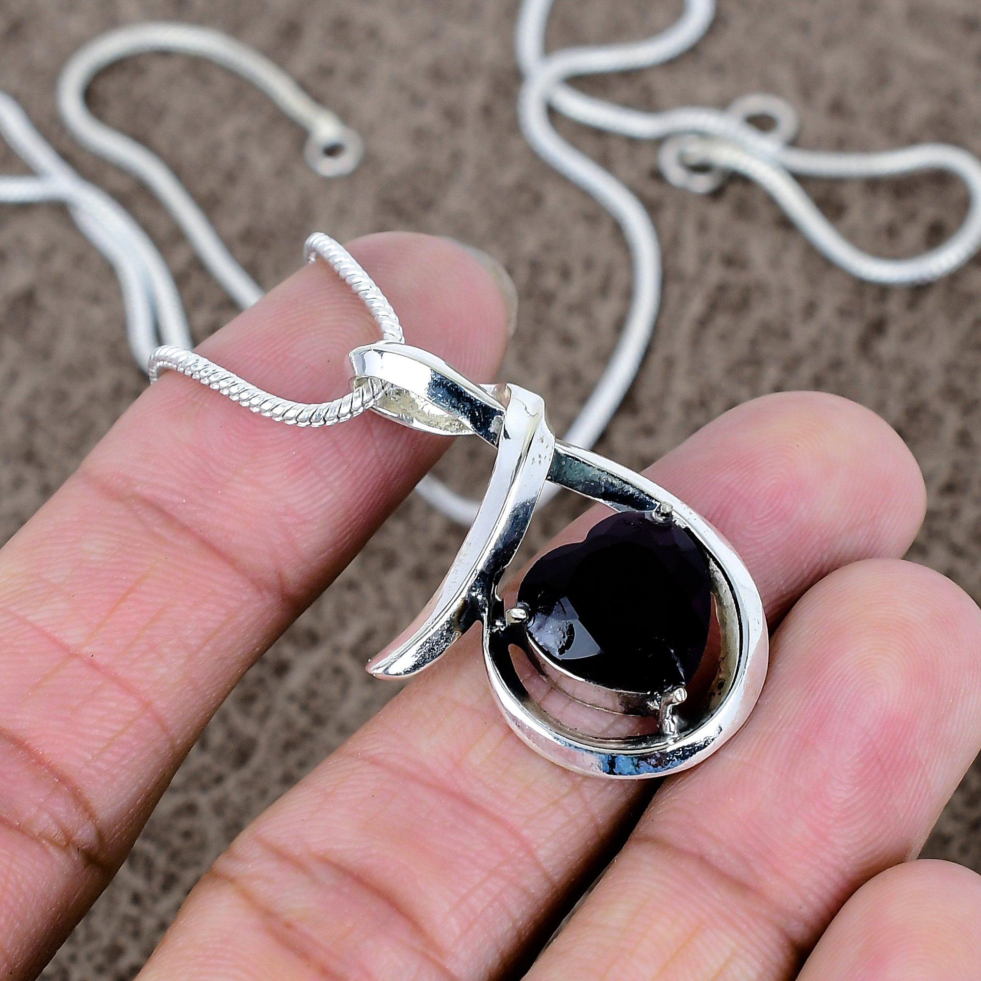 

Black Spinel Gemstone Handmade 925 Sterling Silver Jewelry Pendant 1.50 KKG-568