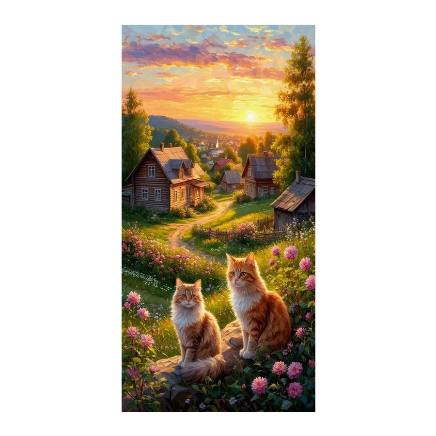 Large Size Diamond Painting New Collection Sunset House Cat Diy Full Square Round Drill Rhinestone Embroidery Animals Mosaic Cross Stitch Kits