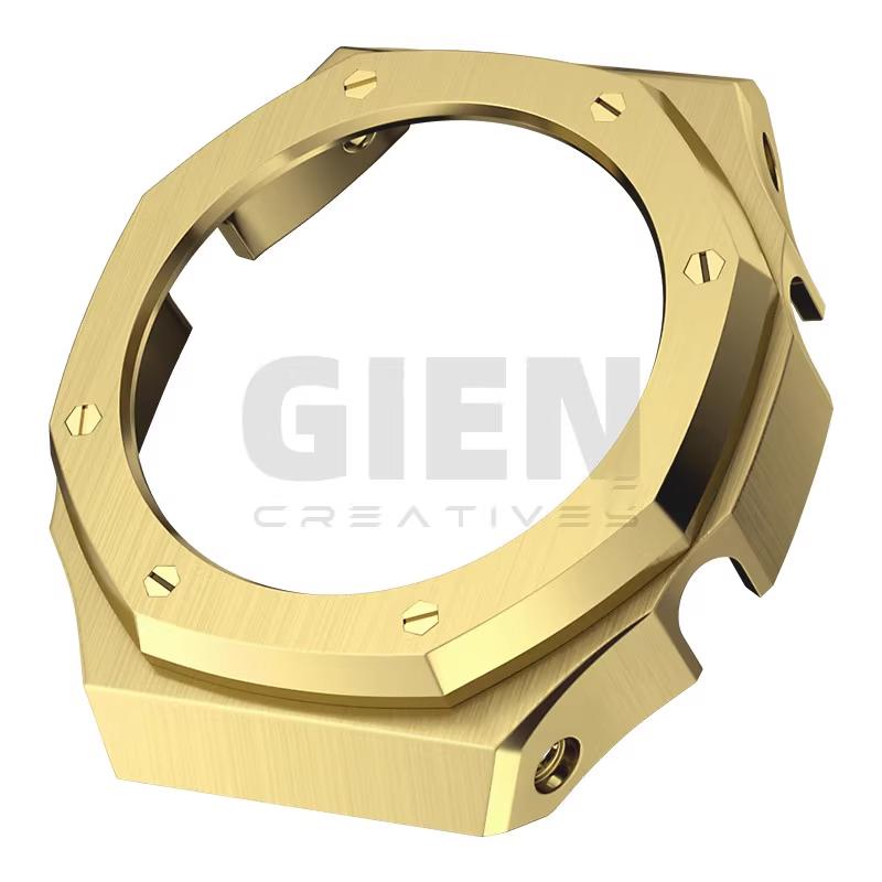 GA2100 Vysoce kvalitní pouzdro Pro sérii Casio GA2110 Dubový statek 2. generace Pevné modifikované pouzdro a řemínek z nerezové oceli