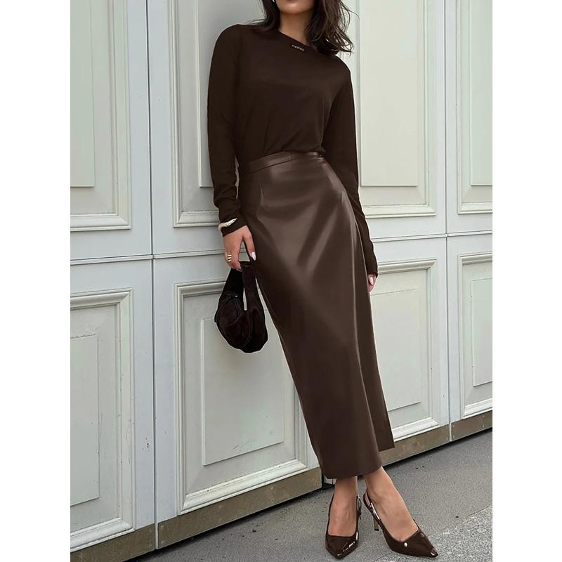 

Юбка из высококачественной кожи Осенняя Сексуальная С высокой талией Облегающая Юбка-карандаш XL