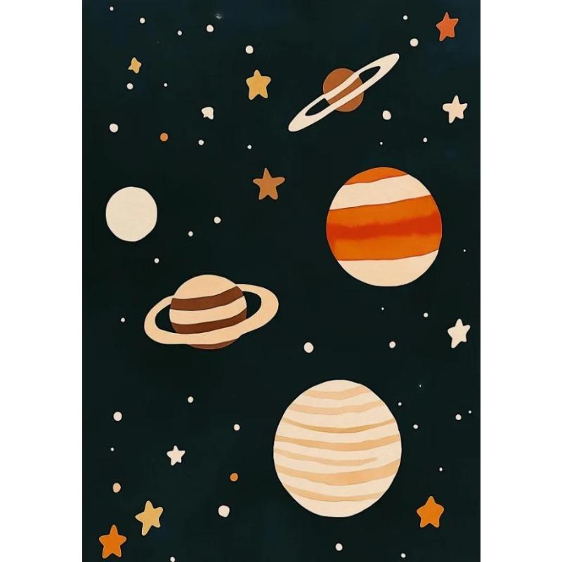 Cartoon Space Rocket Cosmic Planets Animal Astronaut Posters Canvas Printing Wall Art Picture for Playroom Home Gifts