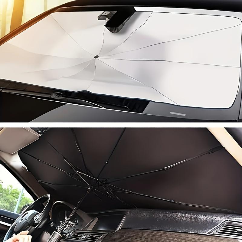 Front Driver & Passenger Side Polyester Fiber Car Windshield Sunshade, with Installation Tool and Washable Fabric, Applicable for Sedan, SUV, and Truc