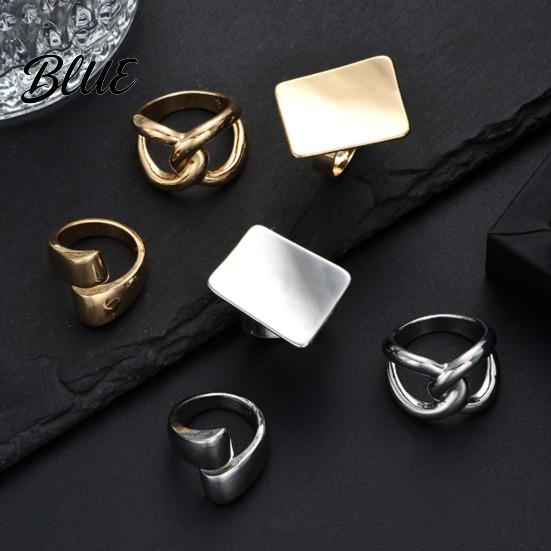 Adjustable Ring 3Pcs Minimalist Cross Knot Set Textured Chunky Stackable