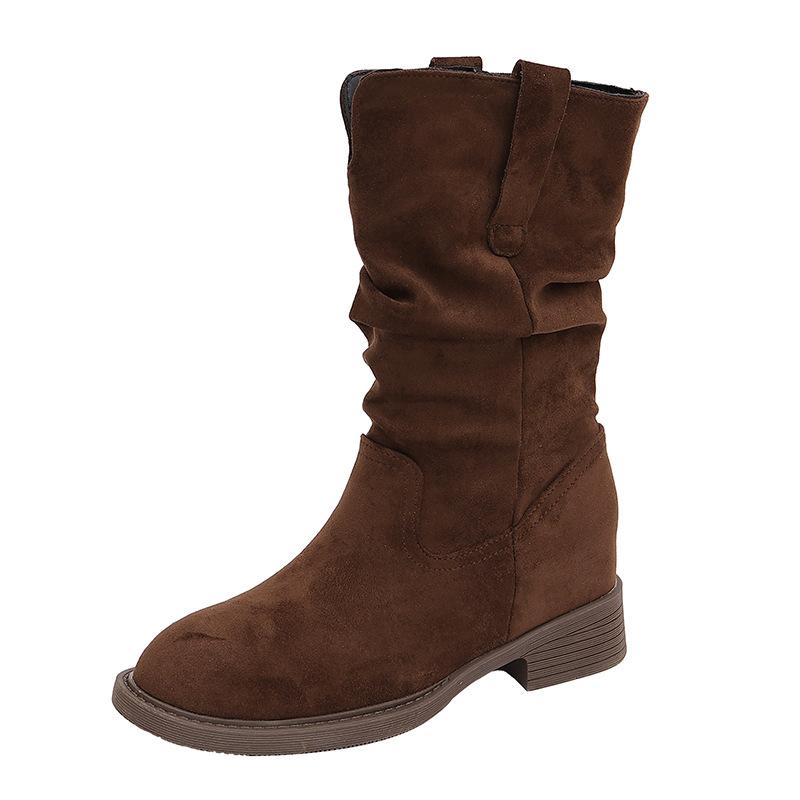 Pile boots women's medium boots children 2025 spring and autumn new Maillard western cowboy short boots Martin boots thin boots