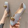 Fashion Retro square toe women's shoes large size soft bottom flat shoes spring and summer work shoes 2024