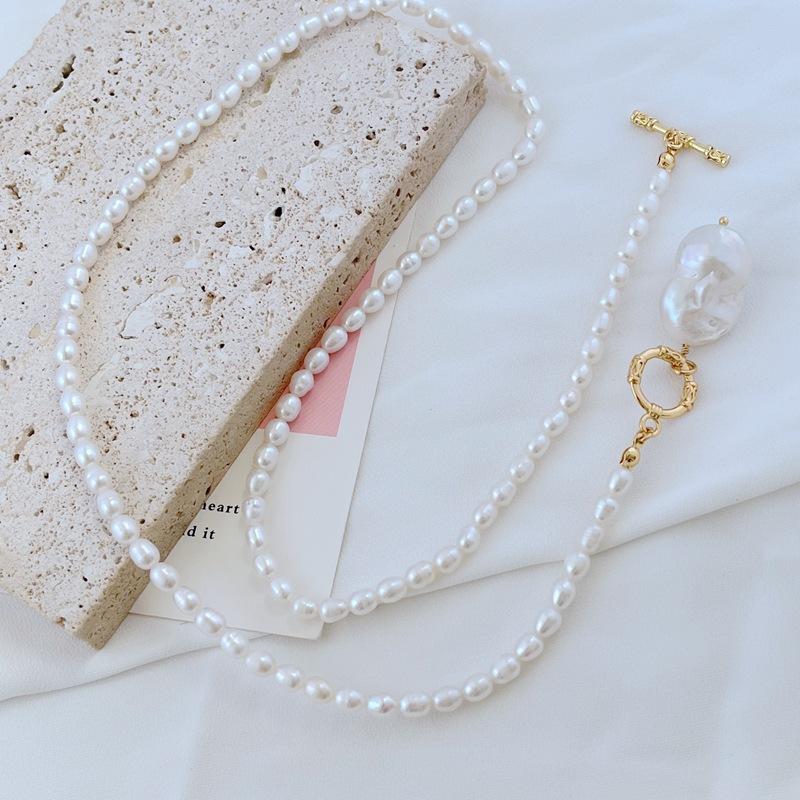 Meier Niche style natural baroque pearl necklace asymmetrical shaped freshwater pearl sweater chain