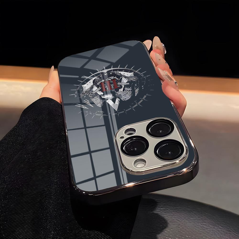 

J-Japanese Warrior Battle Art Phone Case Luxury Glass Phone Case For IPhone 17 16 15 14 13 12 11 Pro Max Plating Frame Cover iPhone 12 Pro
