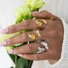 Stainless Steel Flower Rings for Women Men Vintage Five Petal Flower Opening Ring Summer Vacation Waterproof Jewelry Accessories