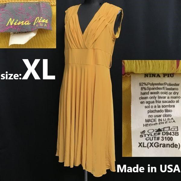 

USED/90s Vintage Nina Piu Made in USA Sleeveless Cache Coeur Long Dress Orange Yellow Women’s XL