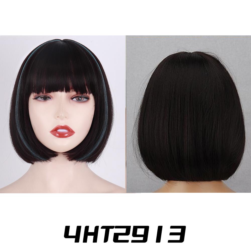 MISSQUEEN Synthetic Chic Bob Wig with Bangs Natural Straight Black Hair Elegant Shoulder-Length Cut Perfect For Women’s Fashion Accessories