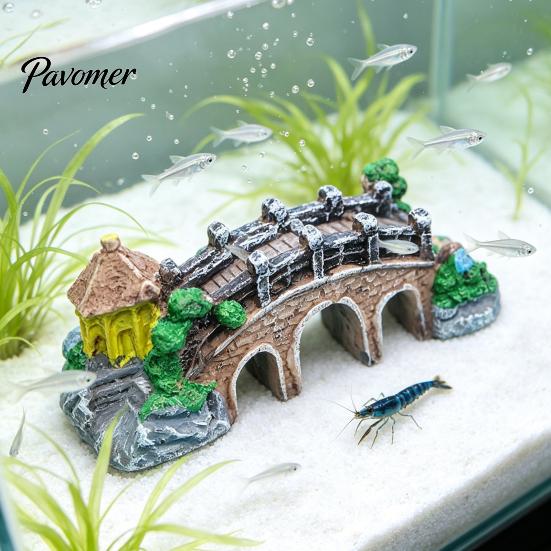 Non-Toxic Fish Accessories Aquarium Bridge Ornament, Arch Miniature Tank Decor, Resin Landscape Decor Mini Model for Terrarium, Fairy Garden