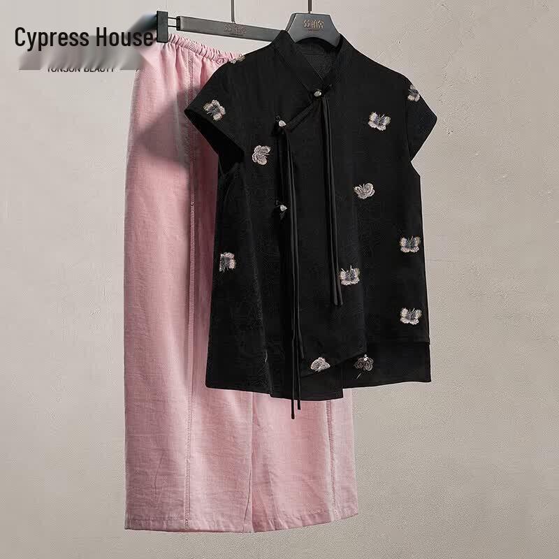 Women s New Chinese Style Embroidered Stand-up Collar Shirt L