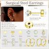Bobisty Flat Back Stud Earrings for Women Trendy Surgical Steel Earrings 14K Gold Plated Cartilage Earring Set Stacks Piercing
