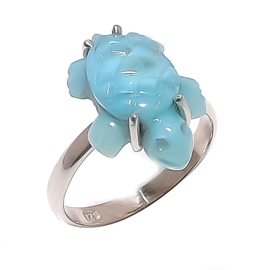 

Натуральный Ларимар Драгоценный камень Ручная работа 925 Стерлинговое серебро Ювелирное кольцо Размер 5.5 T4a88