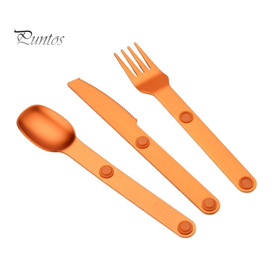 Sada magnetických náčiní Kovové příbory Potravinářské leštěný povrch BPA Free Venkovní cestovní Nůž Vidlička Lžíce Sada Camping Utensils