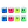 Dual-Hole Pencil Sharpener 4 Color Transparent Plastic Sharpener for Standard Jumbo Pencils Kid-Friendly Portable Pencil Sharpener with Cover
