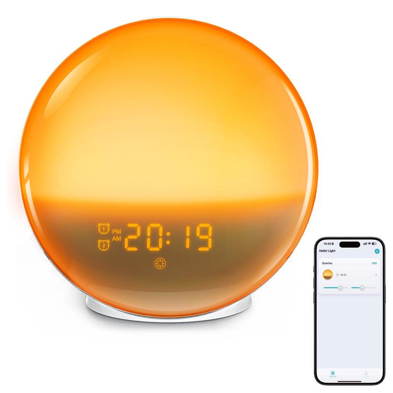 LED Sunrise Wake-Up Light with Dual Alarm Clock and Bedside Night Light