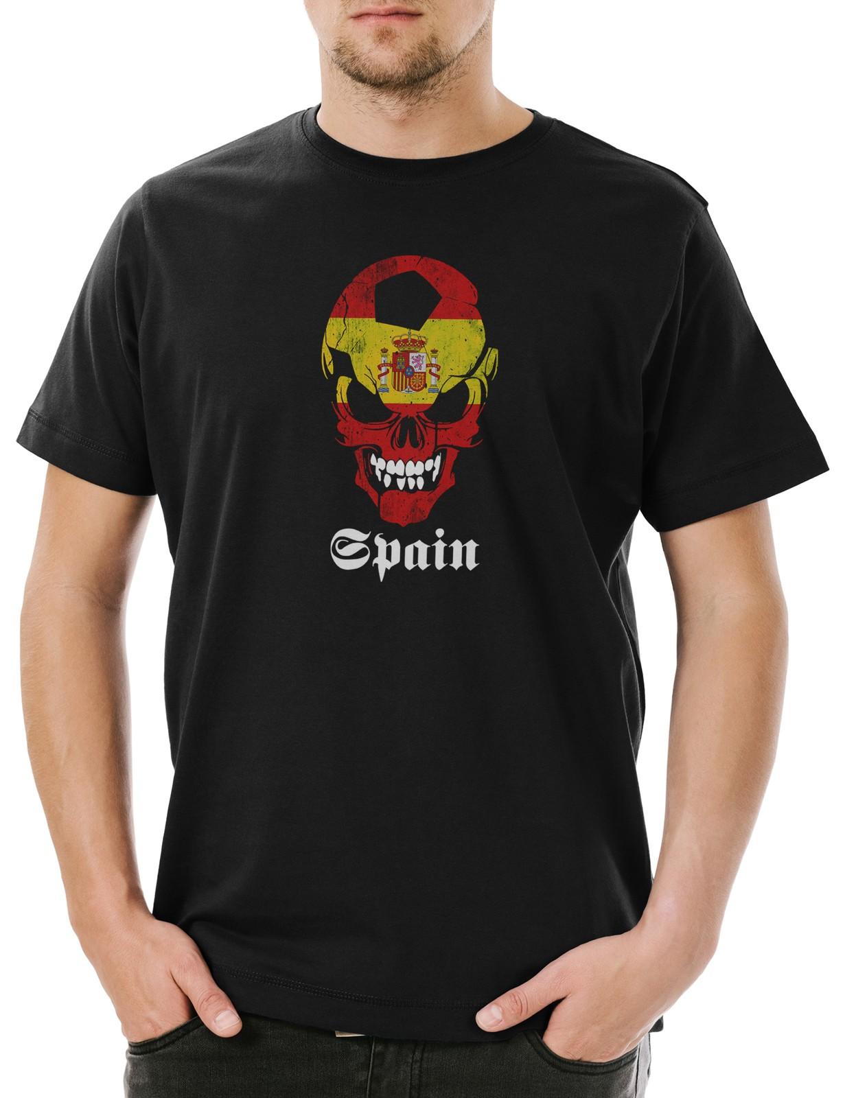 Classic Spain Football Skull Flag Men s T-Shirt Mens Womens Tees Top Soccer Hooligan Skull 2XL