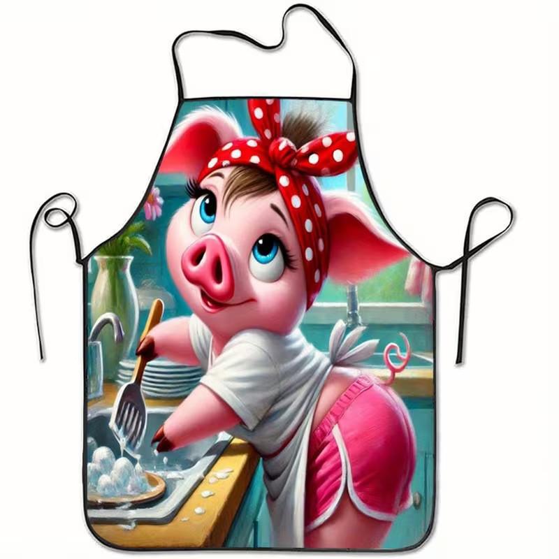 Modern Minimalist Polyester Apron With Geometric Abstract Pattern For Home Cooking And Kitchen Use