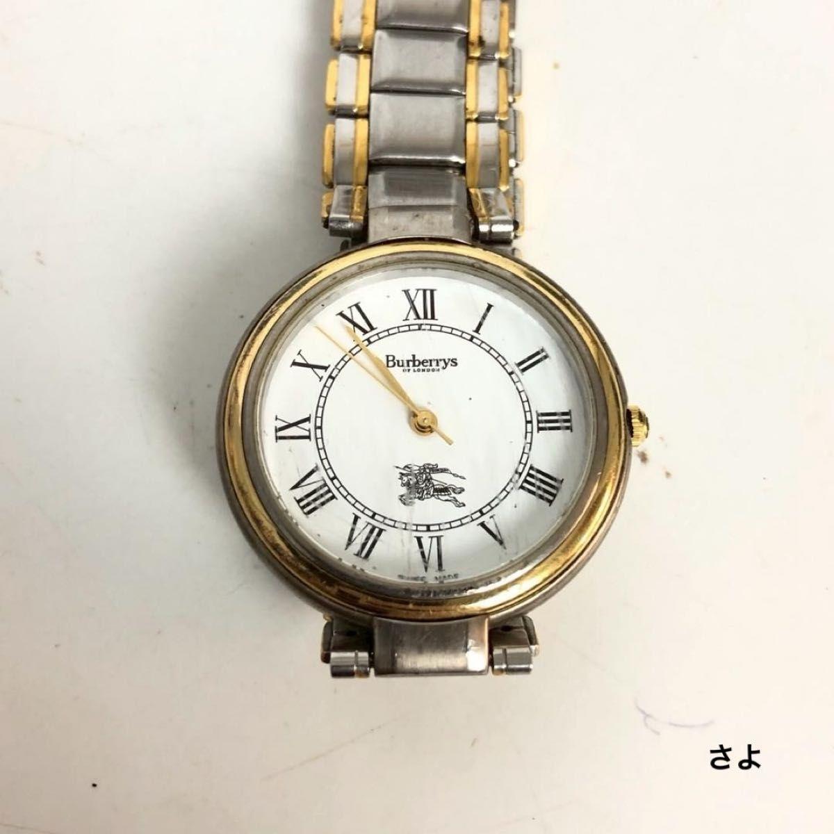 Used Burberrys Burberry Watch Quartz Silver Ladies Knight Logo Combination Color Roman Numerals White Dial Antique