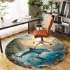 1PC dolphins ocean Office Round Area Rug, Under Office Chairs Bedroom Living Room Home Decor,Carpet for Office, -1110229