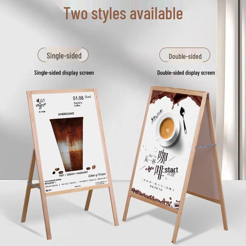 Wooden Display Stand: Original Wood Color, 60x80 Single-Sided, 60x90 Double-Sided, Billboard Promotion Stand