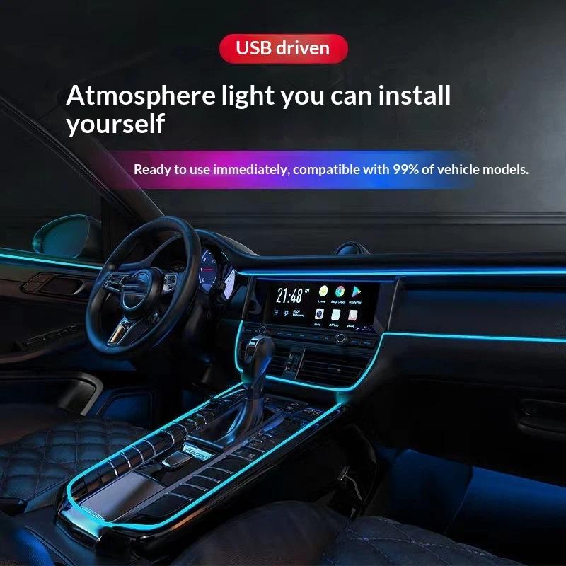 1 Set Car Interior El Wire Neon Atmosphere Light Flexible Cold Light Strip Auto Dashboard Door Decor Lighting For Vehicle