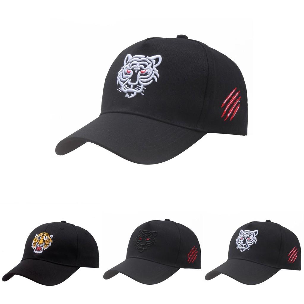 Outdoor Sports Cap With Tiger Embroidery Adjustable Baseball Hat For Mens Fishing Gear