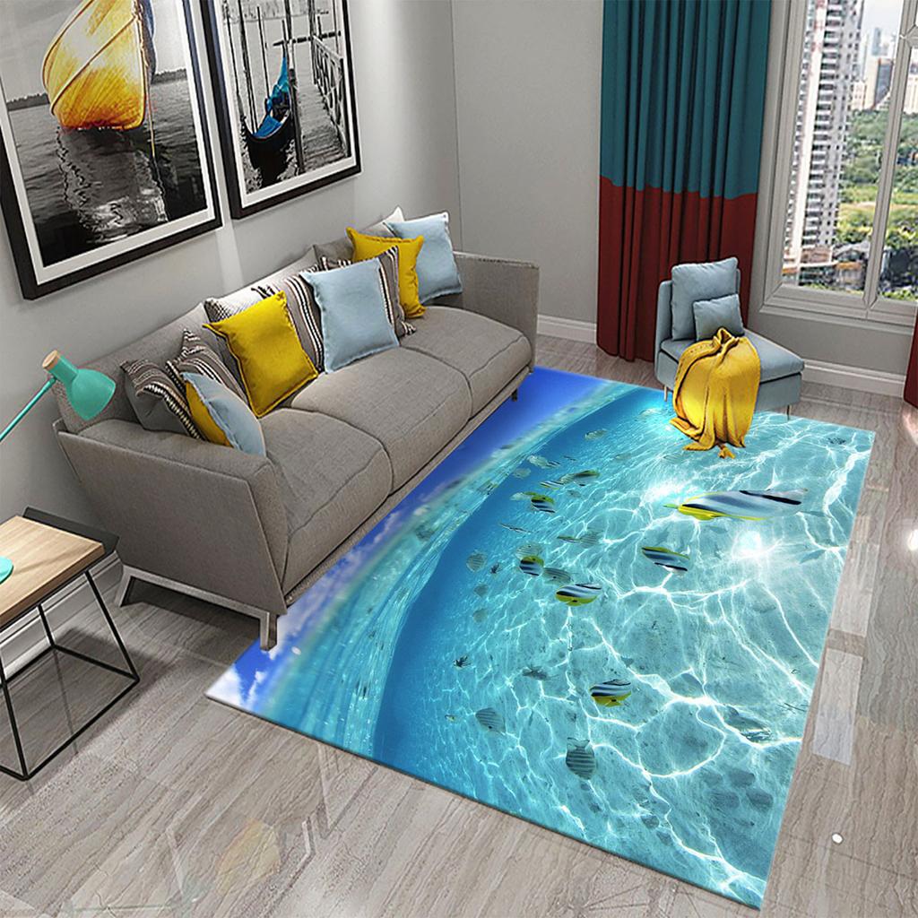 3D Hawaiian Sea Ocean Tropical Fish Carpets for Living Room Fish Animal Rugs Kids Bedroom Carpet Soft Floor Mat Parlor Decor Rug