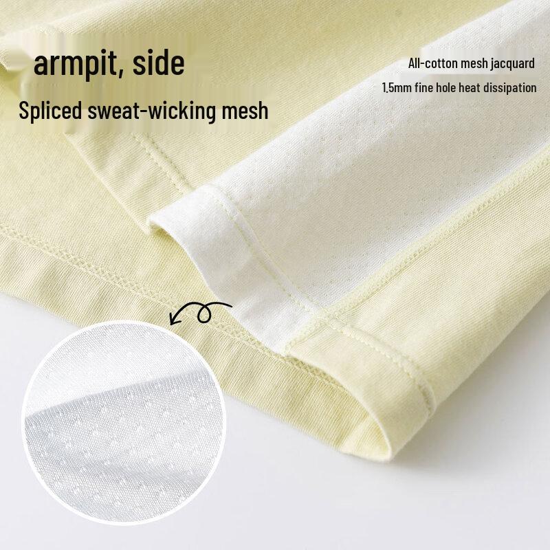 Dingguagua Kids 7A Antibacterial Cotton Mesh Short Sleeve Pajama Set