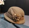 Women's Elegant Fall Winter Beret Hat Luxury Pearl Soft Wool with Flower Bow New Style Fashionable Warm for Casual Party Scenes