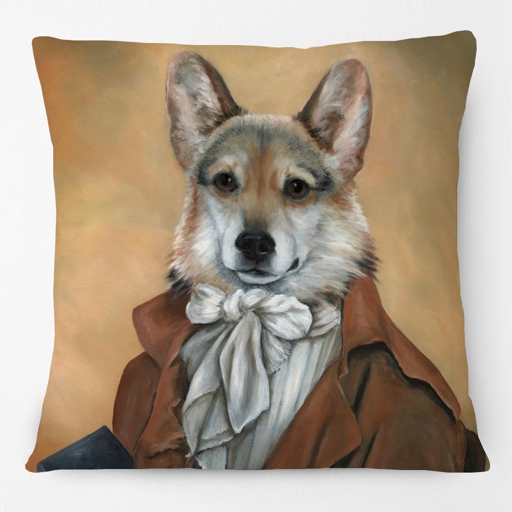 Renaissance Dogs And Cats Cushion Cover King Charles Spaniel Black Pug Dog French Bulldog Labrador Vintage Pillowcase