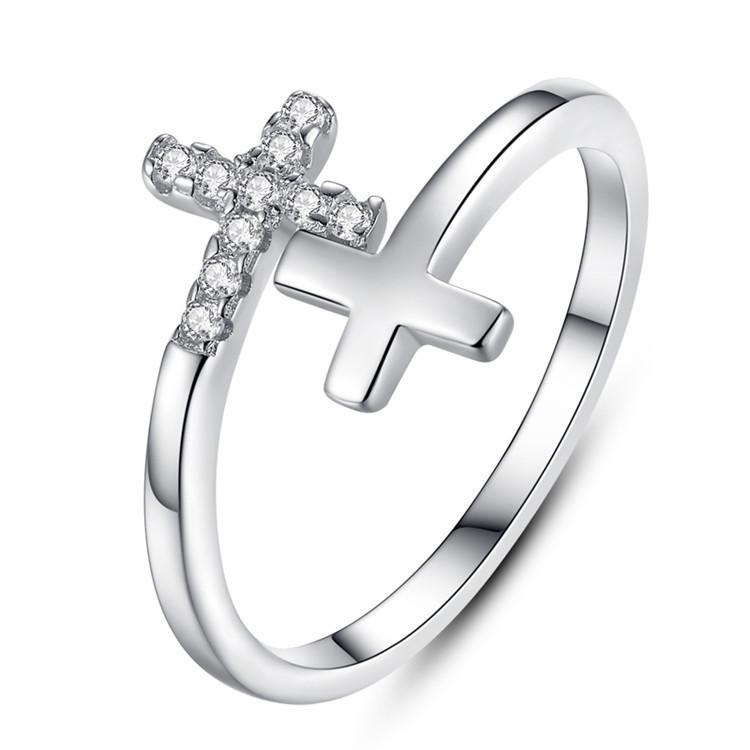 

2026 Classic Double Cross Ring, Women s Fashion Japanese and Korean Open Ring Versatile Resizable