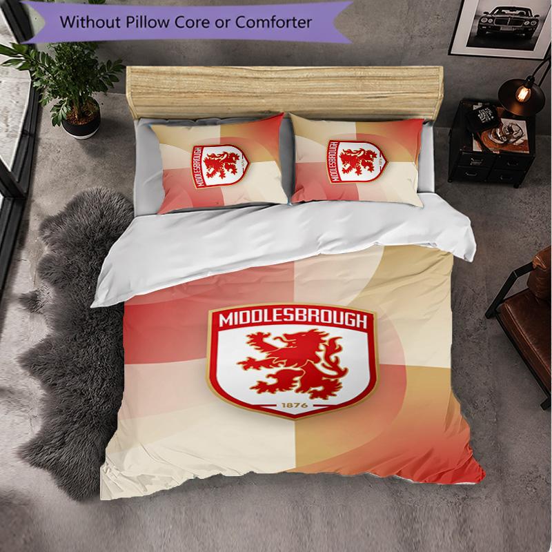 Biancheria da letto a tema Middlesbrough FC Set 3 Pezzi Copripiumino Biancheria da letto Decorativa per Camera Adolescenti Decorazione Casa