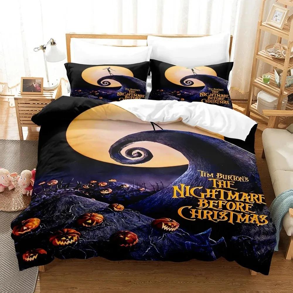 Comforter Halloween Bedding Set Kingqueen Size Cartoon Pumpkin Lantern Castle And Bat Dark Horror Night Polyester