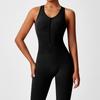 Tuta da Yoga da Donna alla Moda Monocolore Girocollo Schiena Stretta Tuta da Yoga