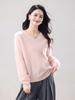 Women's 26-Year Brush V-Neck Sweater: 5% Cashmere, 5% Silk, 90% Australian Wool - Seamless and Versatile