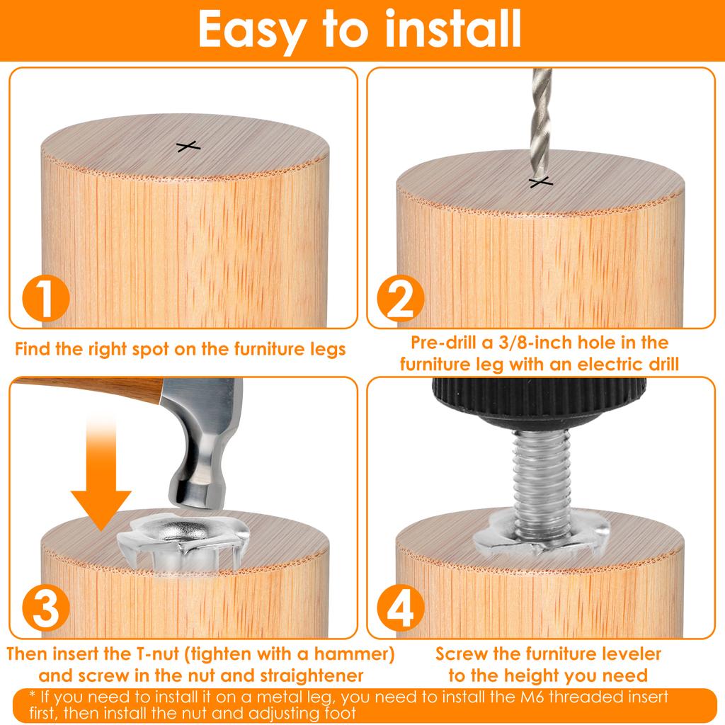 20Pcs Adjustable Furniture Levelers Furniture Legs Increased Height Anti-slip Foot Riser Sofa Table Chair Raiser Floor Protector
