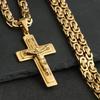 Diyalo Men's Stainless Steel Jesus Christ Holy Crucifix Cross Pendants Necklaces Orthodox Long Chain Necklaces Boys Jewelry