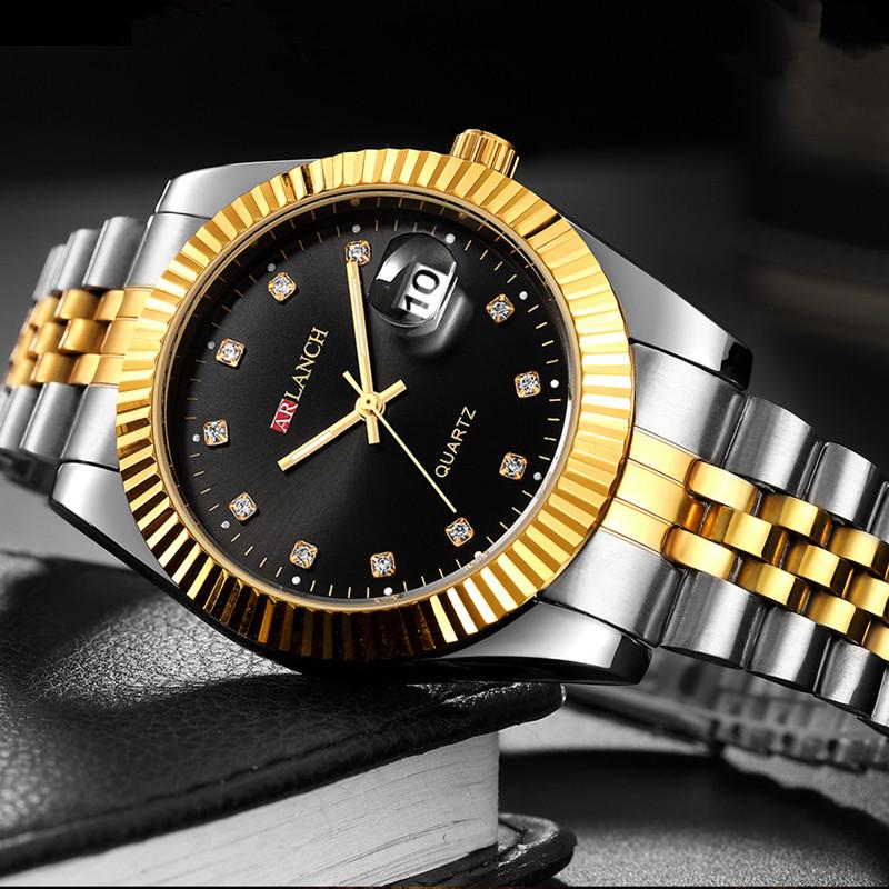 Buy Stainless Steel Men Calendar Magnifier Quartz Movement Waterproof Watches For Lovers at