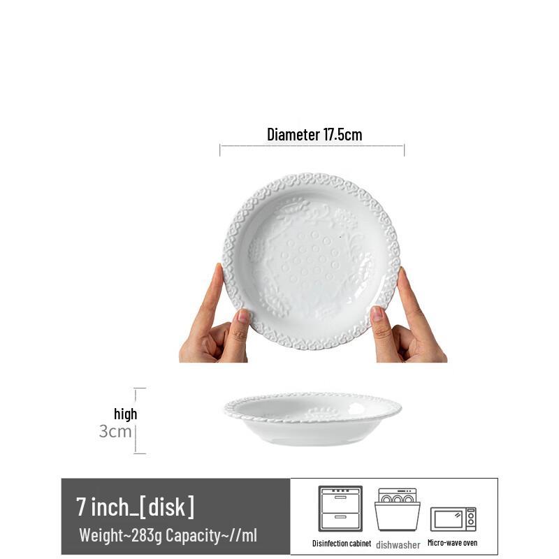 Nordic White Ceramic Pasta Dinner Plate