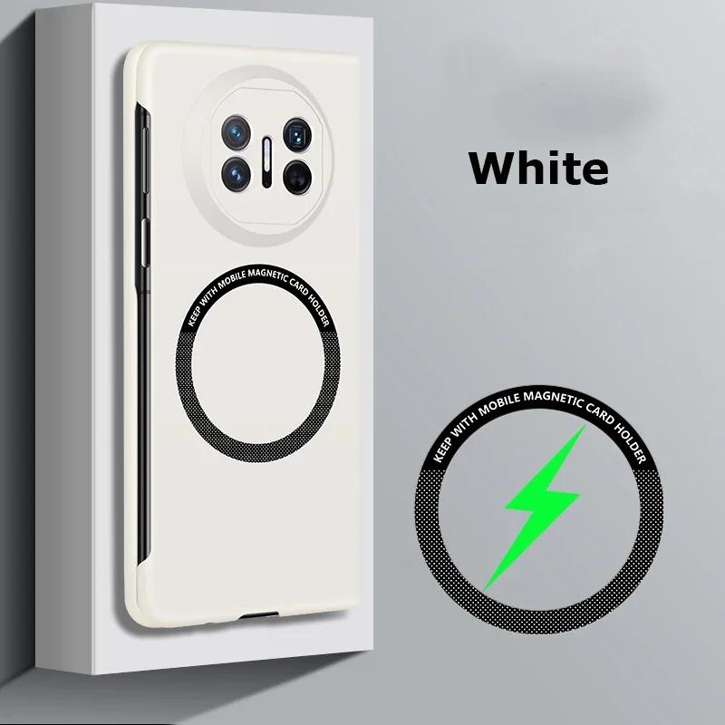 

Магнитный чехол Magsafe для Huawei Mate X5 X3 X2, тонкий безрамочный жесткий чехол из ПК, чехлы с беспроводной зарядкой для Mate X3 X2 X5 Huawei Mate X5 белый