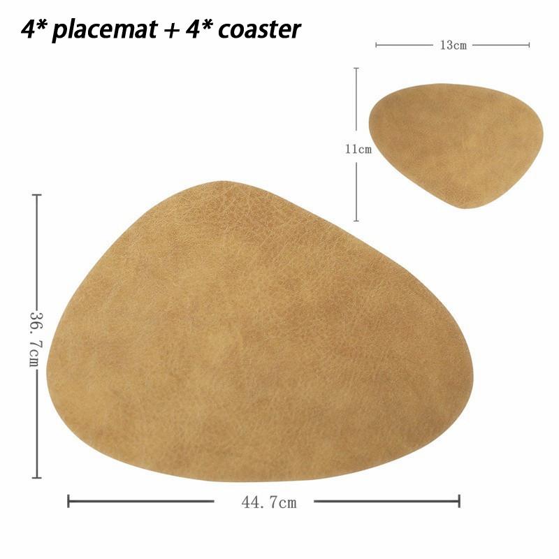 Double-Sided Leather Placemat Teacup Coasters Waterproof And Oil-Proof Table Mats Western Restaurant Heat-Insulating Mats