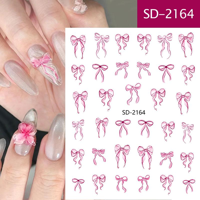 White 5D Pearl Lace Bowknot Wave Lines Nail Stickers Elegant Exquisite Nail Decoration Decals DIY Self Adhesive Transfer Slider