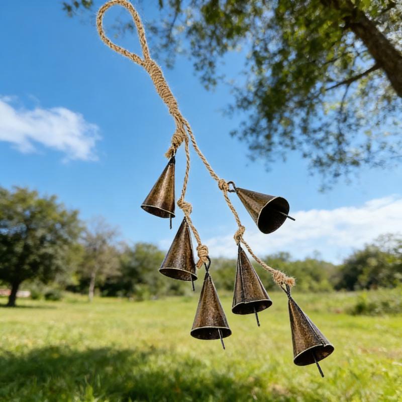 1PC Wind Chime 6 Bells Fortune with Hanging Rings for Indoor Outdoor Use Home Decoration