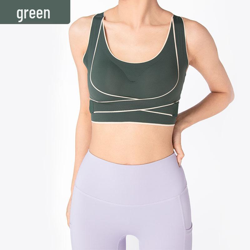 

High-Intensity Shockproof Sports Bra with Beautiful Back Design - Anti-Sagging and Ideal for Running, Fitness, and Yoga 3XL зелений