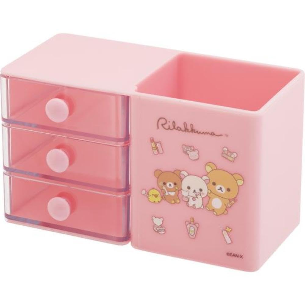 Rilakkuma H80 x W138 x D65mm San-X Multi-Pen Stand, Pink, FB56101, Size