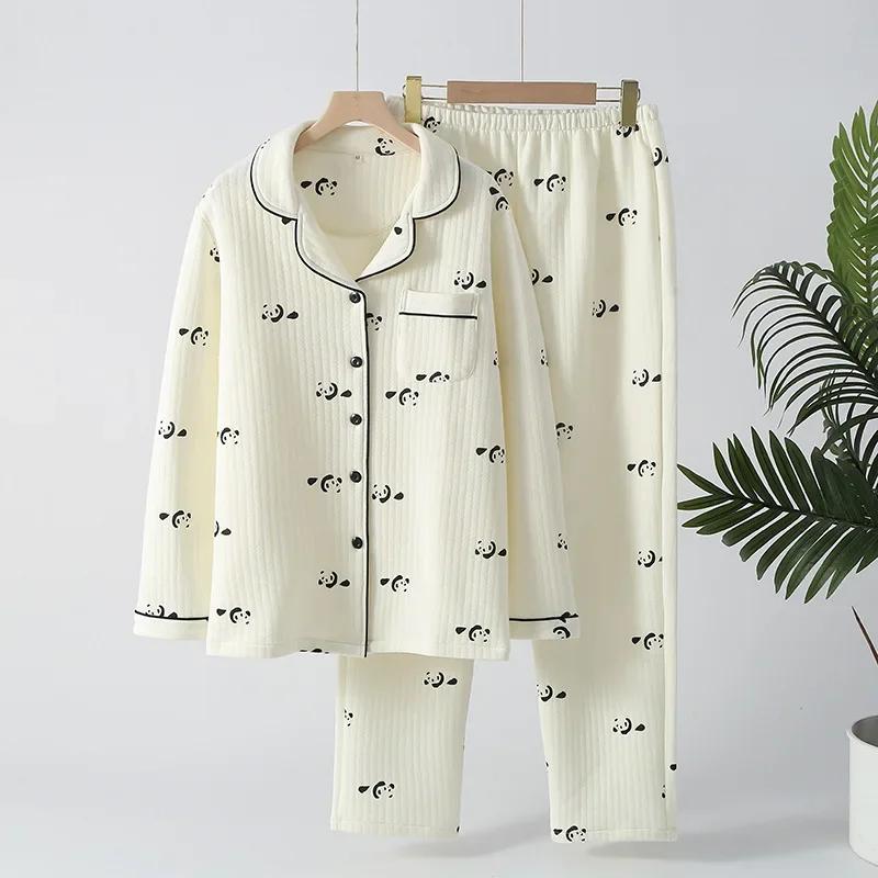 Japanese New Arrival Style Autumn and Wintertime Long-sleeved Trousers, Pure Cotton Air Cotton, Warm Ladies Pajamas, Home Service Sleepwear