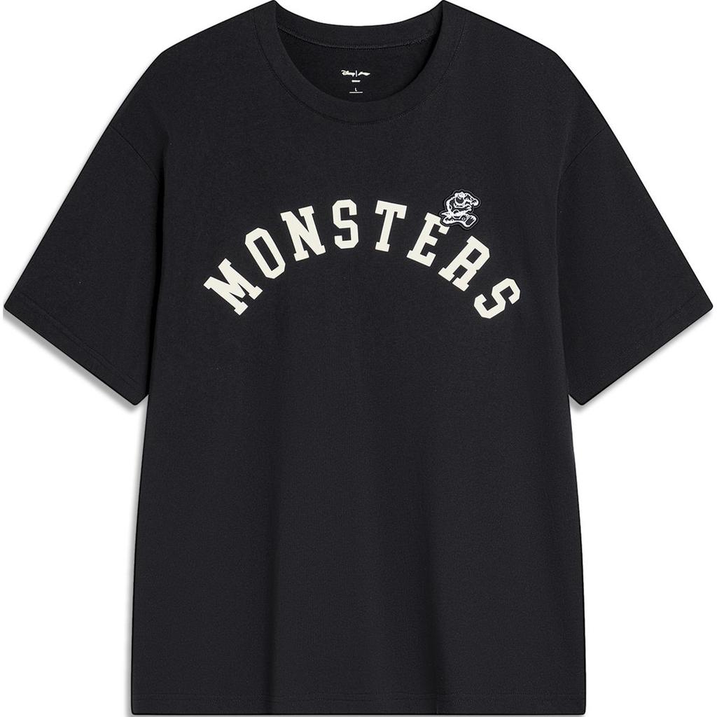 Li Ning X Disney Monsters University Disney Collaboration Series Loose Breathable Comfortable Short Sleeve T-Shirt Unisex Tops Black AHSU493-3