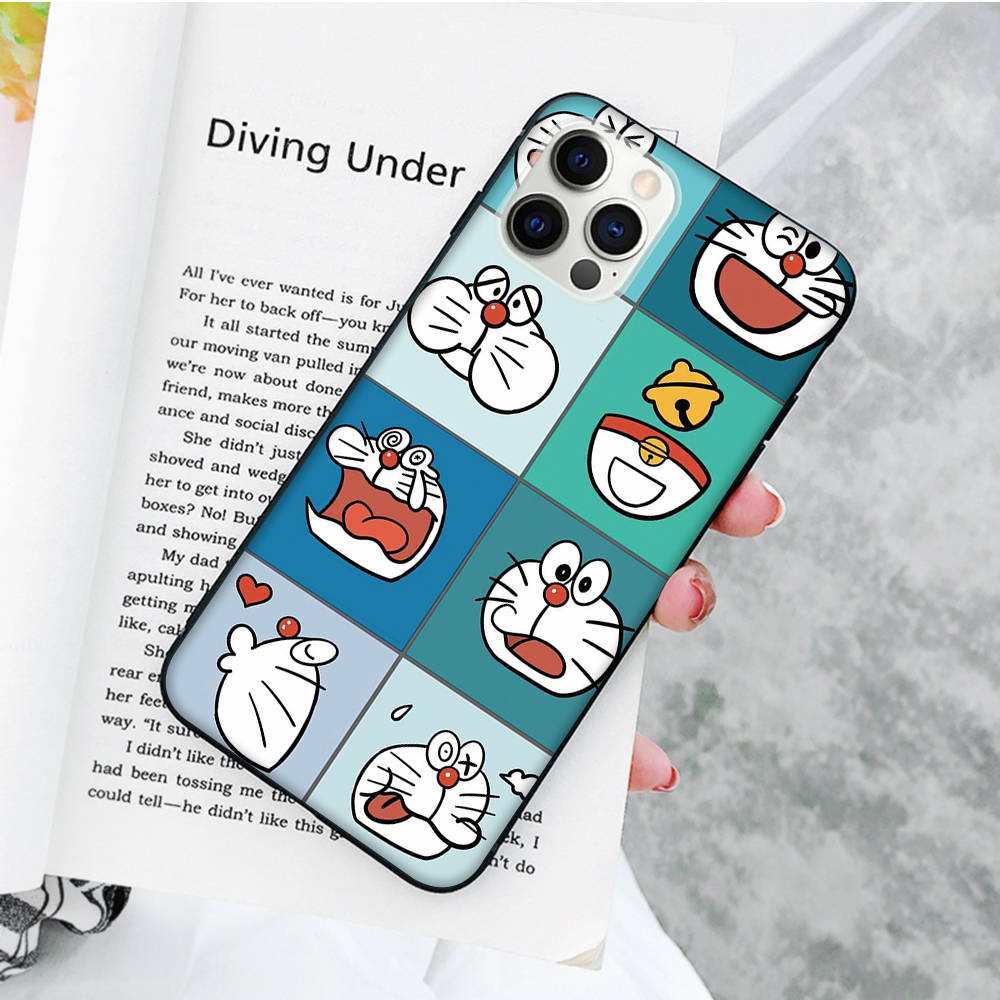 JW82 Doraemon Black Soft Case for Samsung Note 20 Lite S24 Ultra S23 A03 A05 A06 A11 A71 A15 A16 A13 A24 A25 A33 A52 A53 A50 M55 M35 Plus